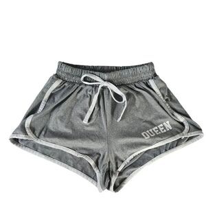 Que Gray Athletic Shorts with Plush Fabric and Drawstring